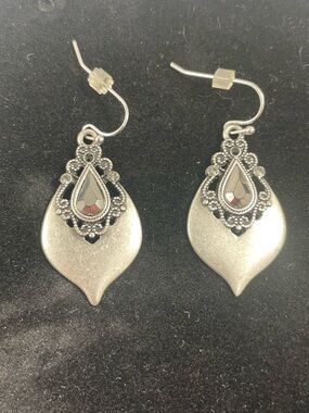 Lia Sophia Silver Tone Marcasite Dangle Earrings